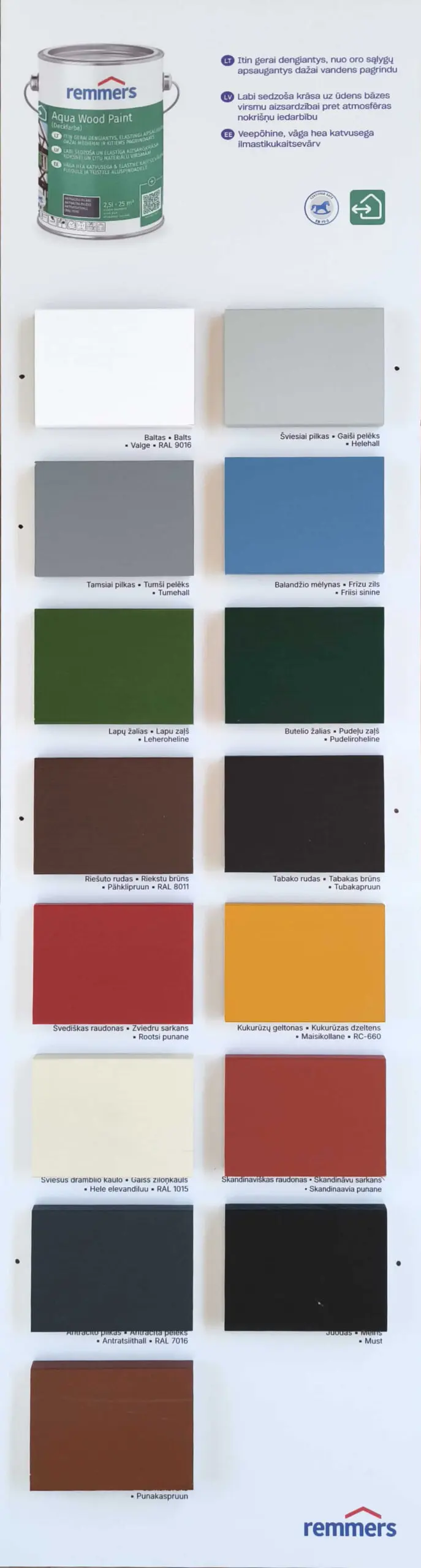 Aqua wood paint Remmers - 0,75 l festék
